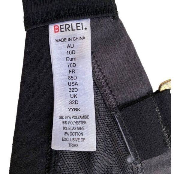 Berlei  US 32D High Extreme Impact Shift Wired Bra Black Sports Bra Black/Grey - Picture 5 of 12